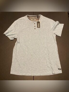 Buffalo David Bitton Light Heather Blue Short Sleeve Henley